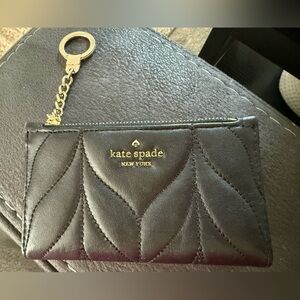 Kate Spade Quilted Black Wallet with Gold Keychain